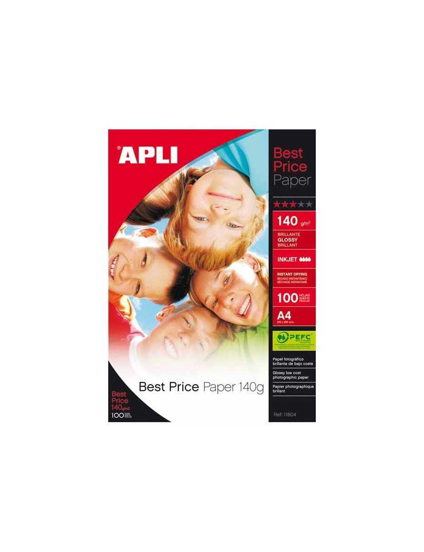 APLI 100 HOJAS PAPEL FOTOGRAFICO BRILLANTE A4 140G