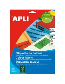 APLI 11840 CAJA DE 100 ETIQUETAS ROJAS DE 210X297