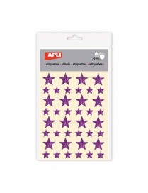 BOLSA 2 HOJA GOMETS ESTRELLA HOLOGRAFICA LILA APLI