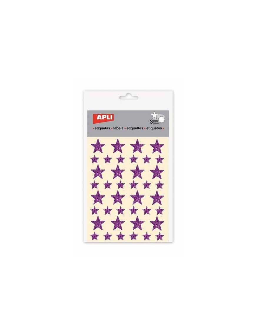 BOLSA 2 HOJA GOMETS ESTRELLA HOLOGRAFICA LILA APLI