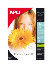 APLI 20 HOJAS PAPEL FOTOGRAFICO EVERYDAY A4 180 GR