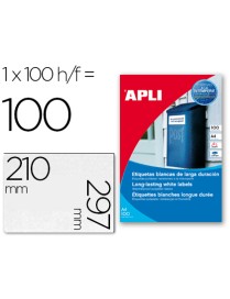 ETIQUETA A4 POLIESTER APLI 12121 BLANCA INTEMPERIE