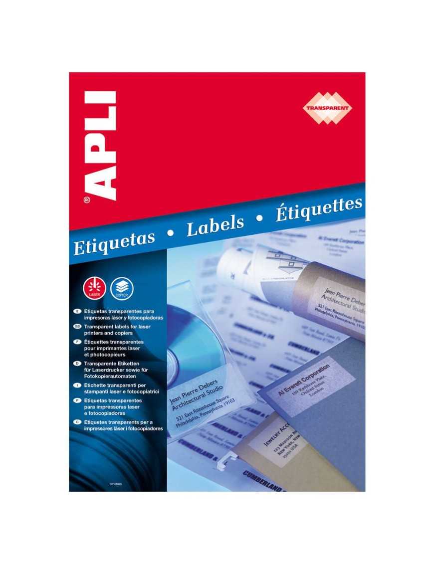 ETIQUETAS A4 POLIESTER APLI 1225 TRANSLUCIDO LASER