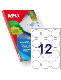 APLI 01244 CAJA DE 1200 ETIQUETAS BLANCAS DE 60 MM