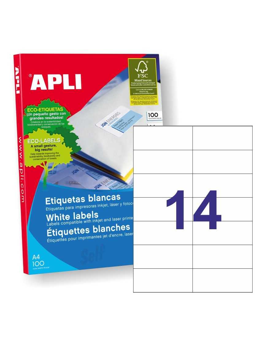 APLI 1277 CAJA 1400 ETIQUETAS BLANCAS DE 105X42.4