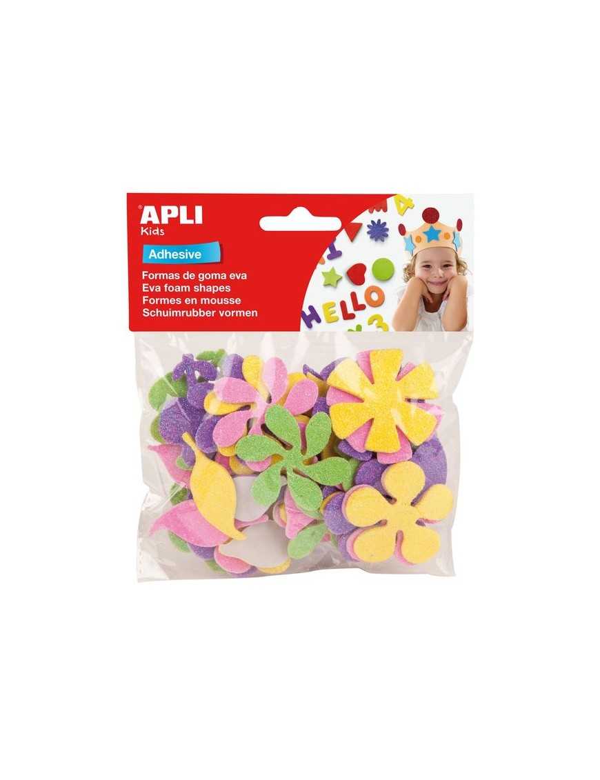 BOLSA GOMA EVA FORMA PURPURINA FLORES APLI KIDS