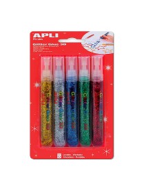 PACK 5 PEGAMENTOS CON PURPURINA METALIZADA APLI