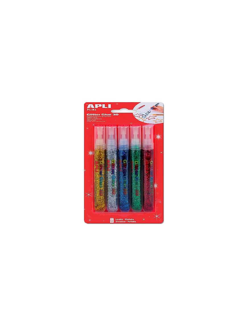 PACK 5 PEGAMENTOS CON PURPURINA METALIZADA APLI