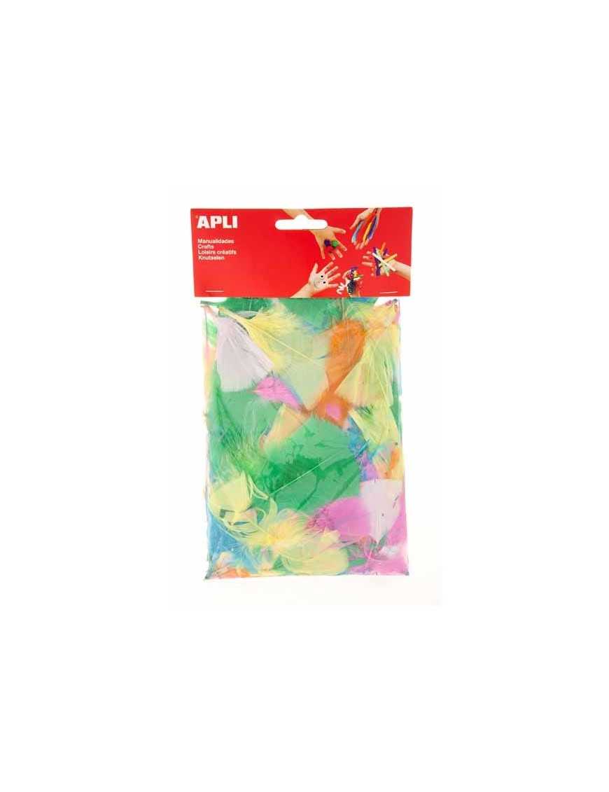 BOLSA DE 14 GRAMOS DE PLUMAS DE COLORES APLI 13281