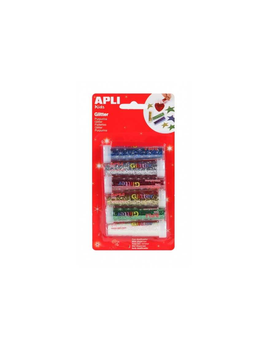 BLISTER 6 BOTES PURPURINA COLORES APLI 13343