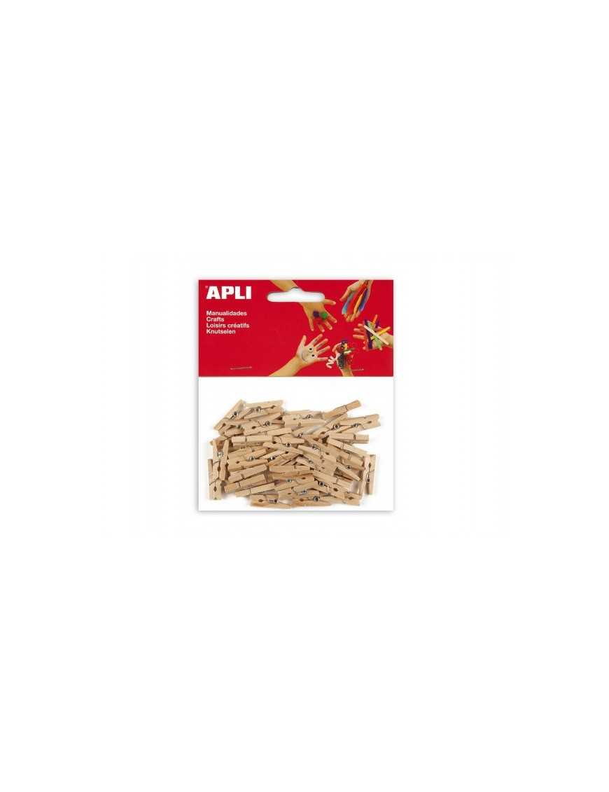 BOLSA DE 45 MINI PINZAS DE MADERA 25X3 MM. APLI