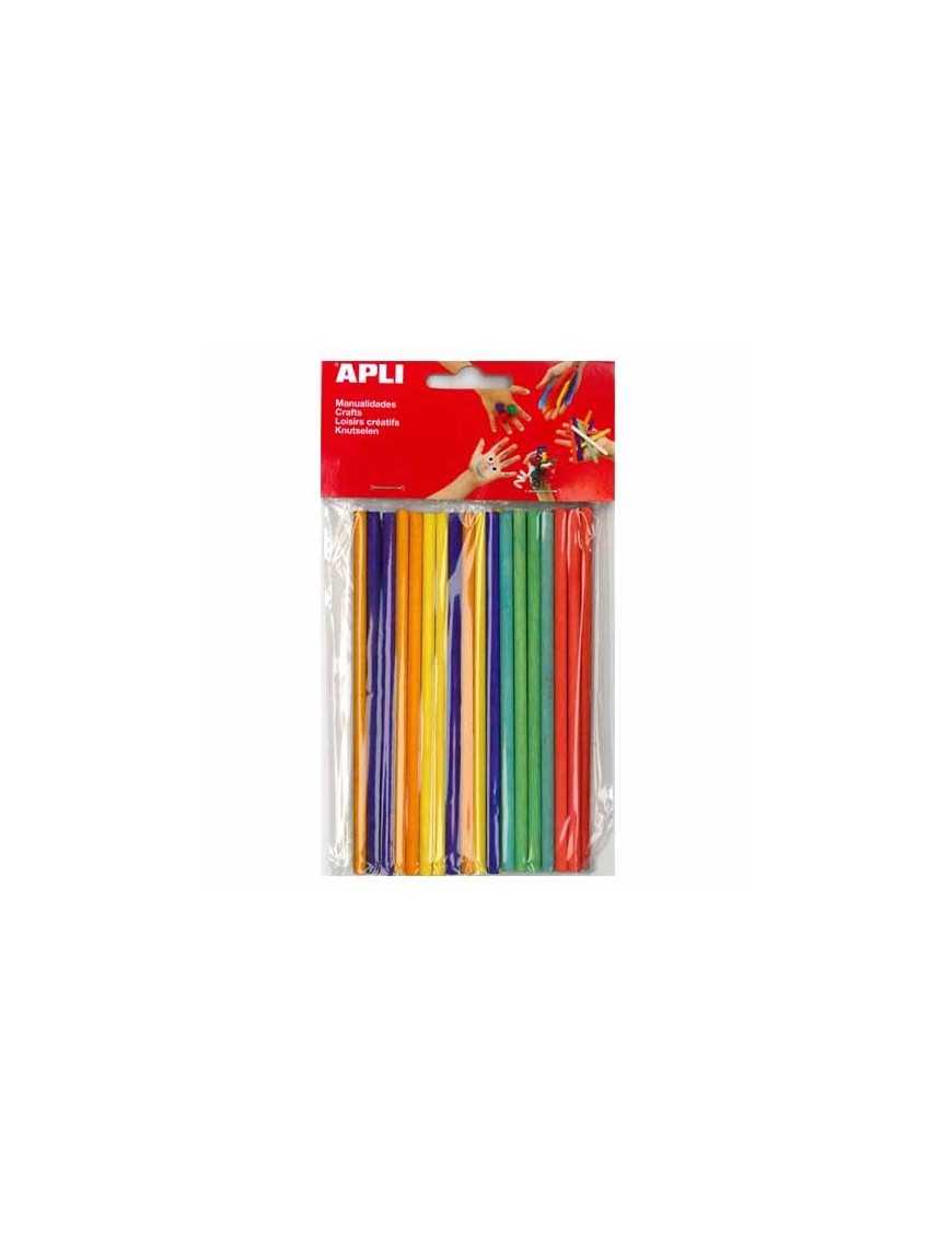 BOLSA DE 25 PALOS REDONDOS DE MADERA COLOR 150X5MM