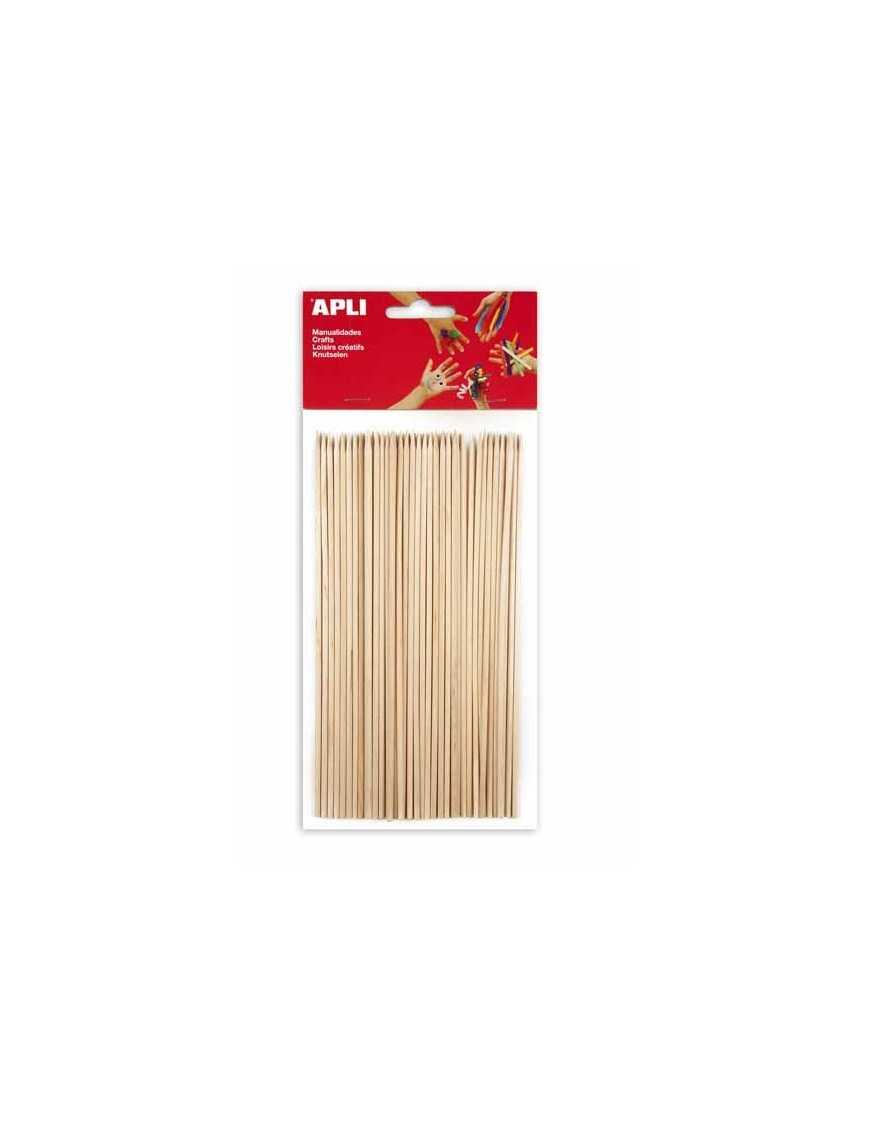 APLI 50 PALOS REDONDOS DE MADERA COLOR NATURAL