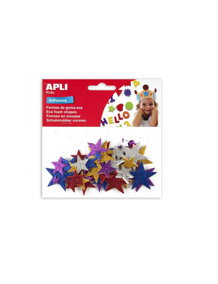 BOLSA GOMA EVA PURPURINA ESTRELLAS COLOR APLI KIDS