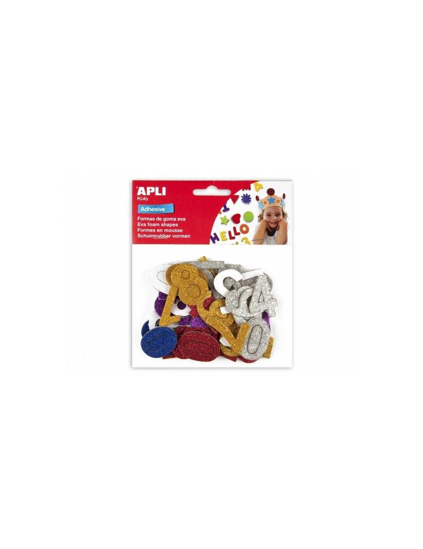 BOLSA 50 GOMA EVA NUMERO PURPURINA APLI KIDS 13486