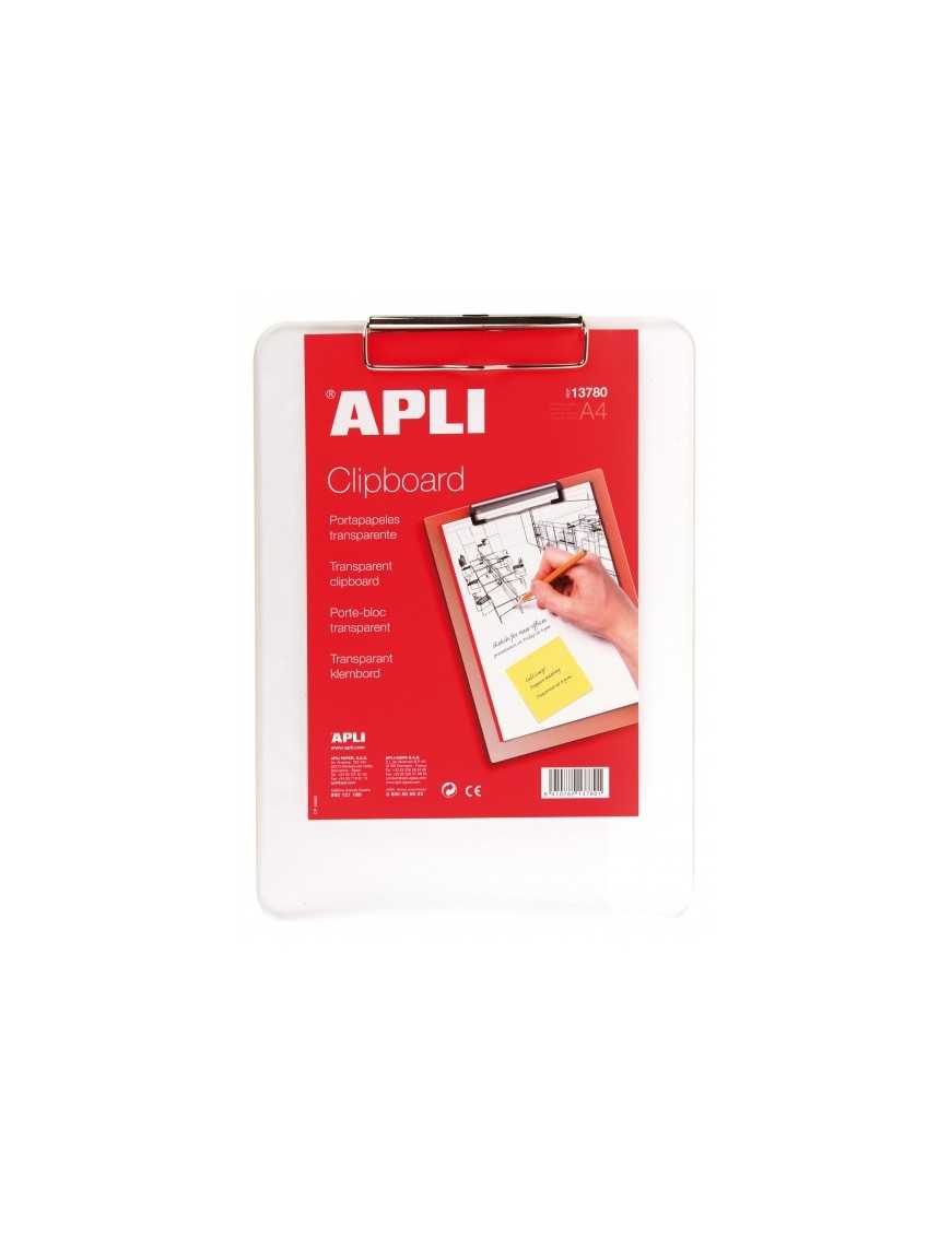 PORTA BLOC A4 TRANSPARENTE CON PINZA APLI