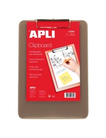 PORTA BLOC A4 GRIS TRANSLUCIDO CON PINZA APLI
