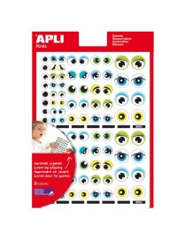 BOLSA 3 HOJAS GOMETS TEMATICOS OJOS AZUL-VERD APLI