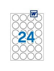 CAJA 25 HOJAS ETIQUETAS 40 MM. DIAMETRO APLI 13883