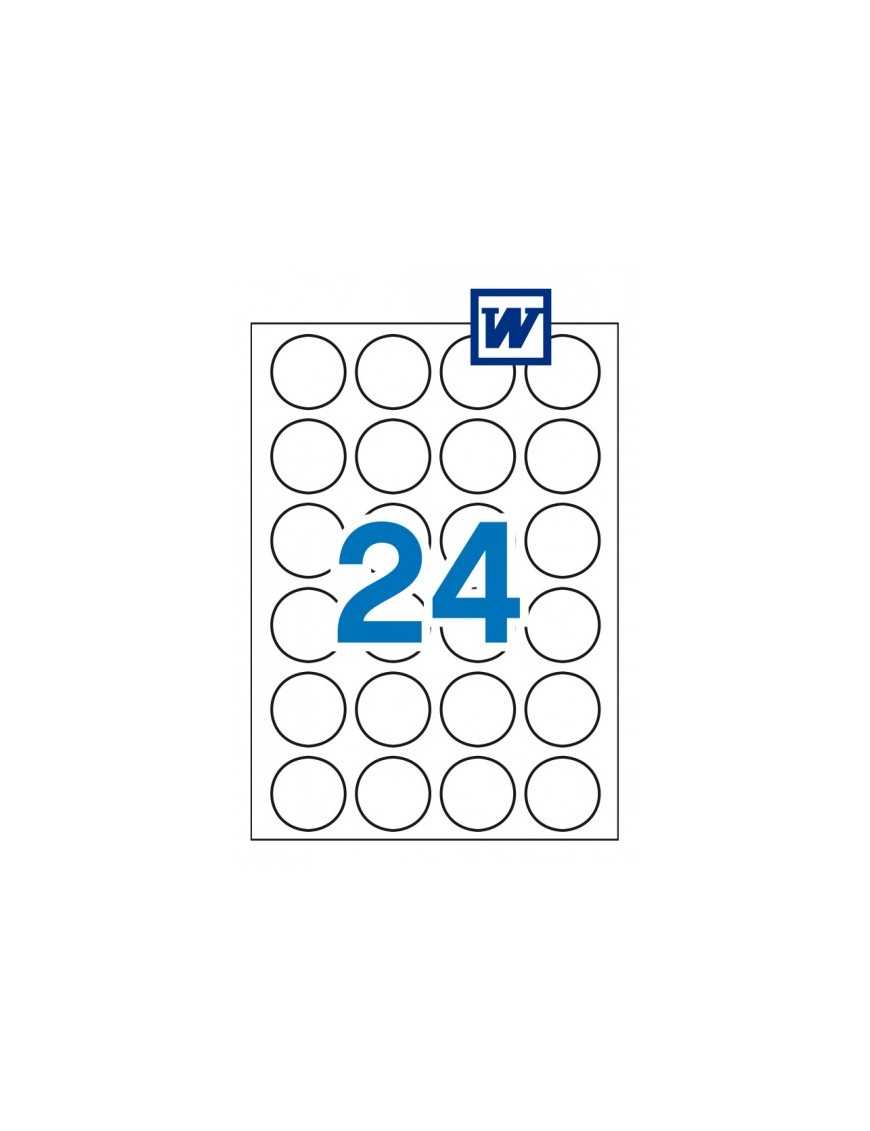 CAJA 25 HOJAS ETIQUETAS 40 MM. DIAMETRO APLI 13883