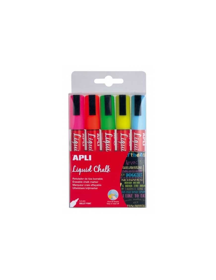 PACK 5 ROTULADORES DE TIZA LIQUID CHALK COLOR APLI