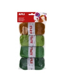 PACK DE 4 OVILLOS DE LANA EN TONOS VERDES APLI