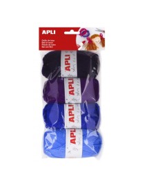 PACK DE 4 OVILLOS DE LANA EN TONOS AZULES APLI