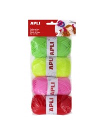 PACK DE 4 OVILLOS DE LANA EN TONOS FLUOR APLI