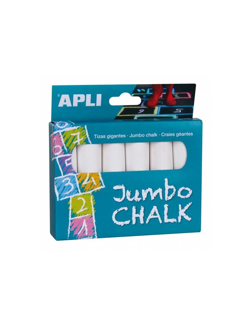 CAJA DE 6 TIZAS JUMBO CHALK BLANCAS APLI 14370