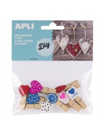 APLI DIY BOLSA 8 MINI PINZAS MADERA SURTIDA