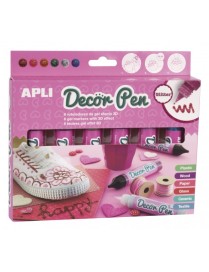 APLI 5 ROTULADORES DECOR PEN PURPURINA EFECTO 3D