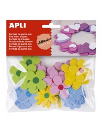 BOLSA GOMA EVA ADHESIVA CON FORMA FLOR SURTIDA