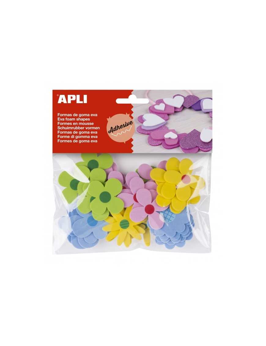 BOLSA GOMA EVA ADHESIVA CON FORMA FLOR SURTIDA
