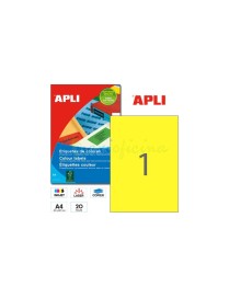 APLI 01599 CAJA 20 ETIQUETAS A4 AMARILLAS 210 X 29