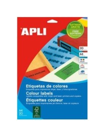APLI 1600 PACK DE 20 ETIQUETAS AZULES 210X297 MM.