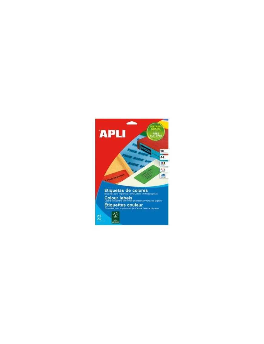 APLI 1600 PACK DE 20 ETIQUETAS AZULES 210X297 MM.