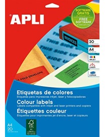 APLI 1601 PACK DE 20 ETIQUETAS ROJAS 210X297 MM.