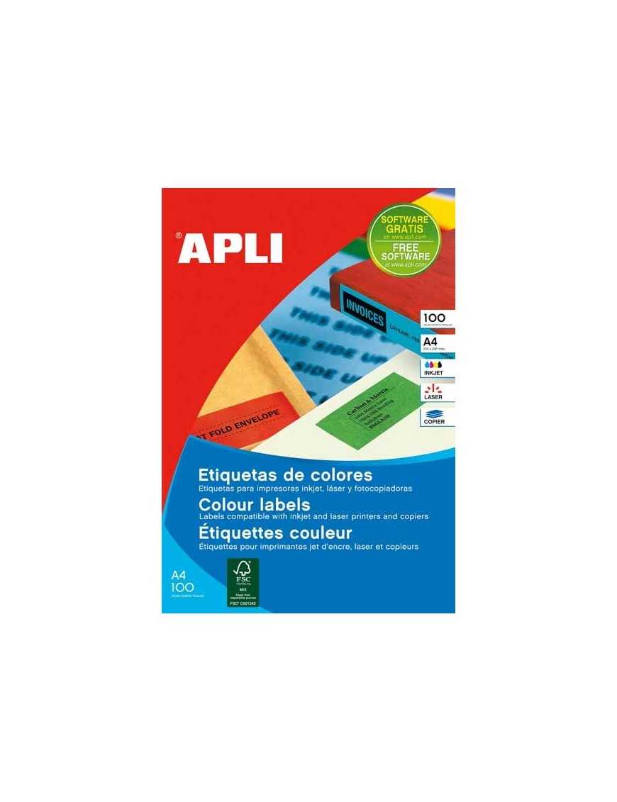 APLI 1602 ETIQUETAS A4 VERDE PARA INKJET Y LASER