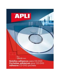 PACK 6 BOLSILLOS AUTOADHESIVOS FUNDA CD/DVD APLI