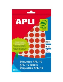 APLI 616 ETIQUETAS CIRCULARES ROJAS DE 13 MM.