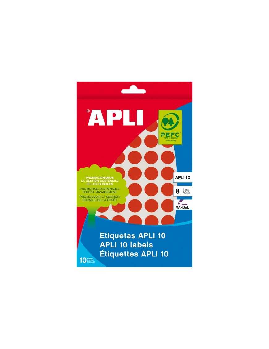 APLI 616 ETIQUETAS CIRCULARES ROJAS DE 13 MM.