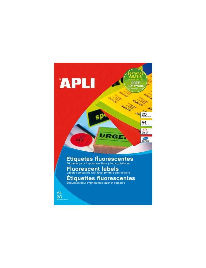 APLI 20 ETIQUETAS FLUORESCENTES ROJAS 210 X 297