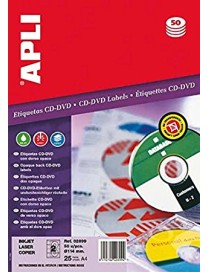 BLISTER 25 HOJAS ETIQUETA CD-ROM OPACA APLI 2899