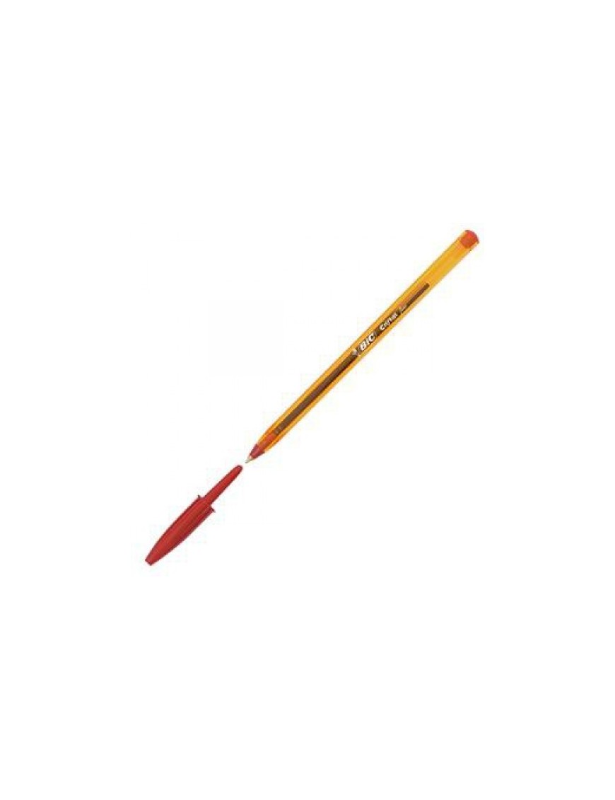 BOLIGRAFO BIC NARANJA PUNTA FINA ROJO.
