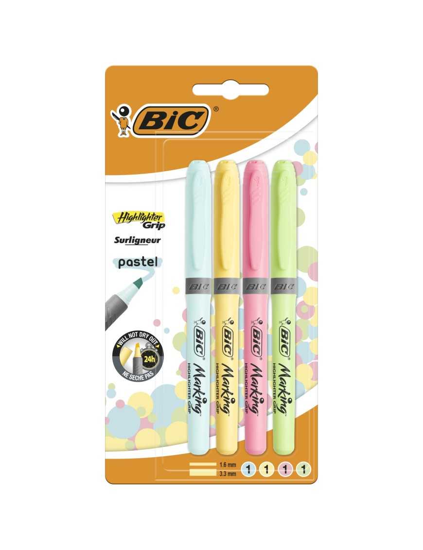 BLISTER DE 12 ROTULADORES HIGLIGTER GRIP PASTEL