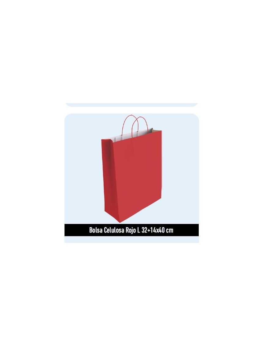 BOLSA DE PAPEL CELULOSA 32+14X40 ROJA