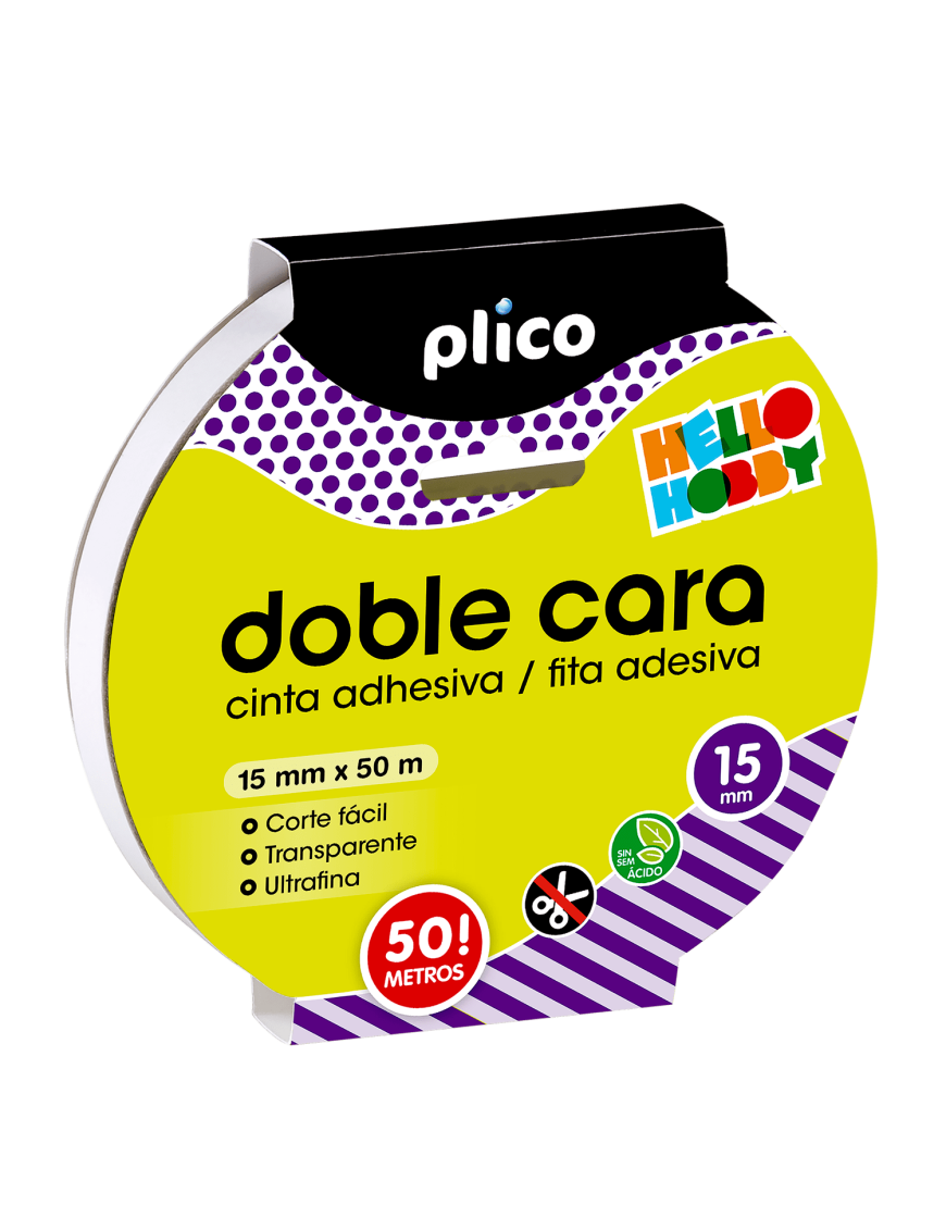 CINTA DOBLE CARA 15MMX50M PLICO