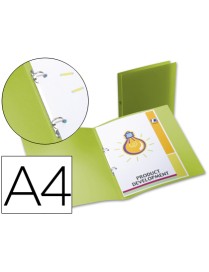 CARPETA DE 2 ANILLAS 15 MM. PP VERDE TRANSLUCIDO