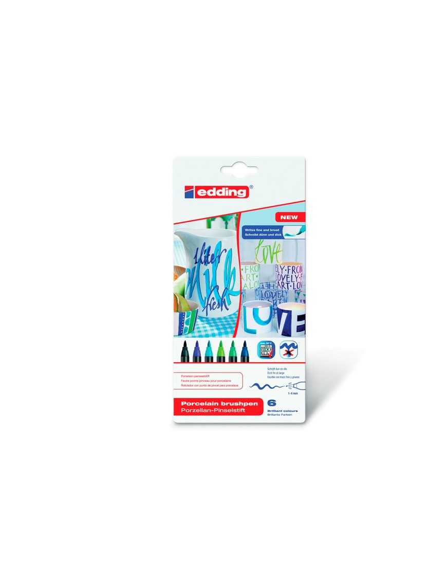 ESTUCHE 6 ROTULADORES PINCEL 4200 PORCELANA EDDING