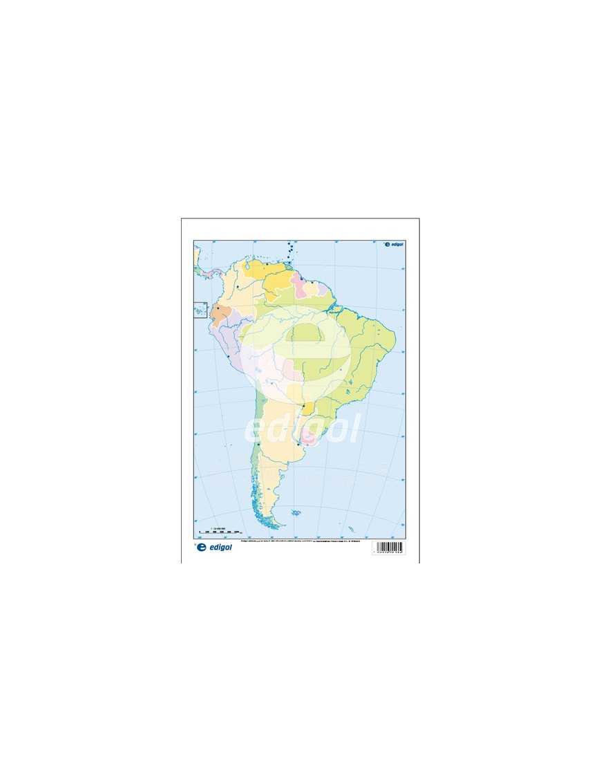 MAPA MUDO DE AMERICA DEL SUR POLITICO 4 COLORES